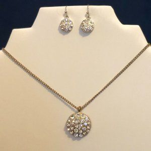 CZ Cluster Pendant Necklace with Matching Earrings